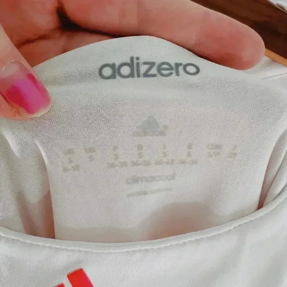 Adidas Climacool White Green Pink Geometric Flowy Workout Tank Women's Size S - Picture 6 of 7